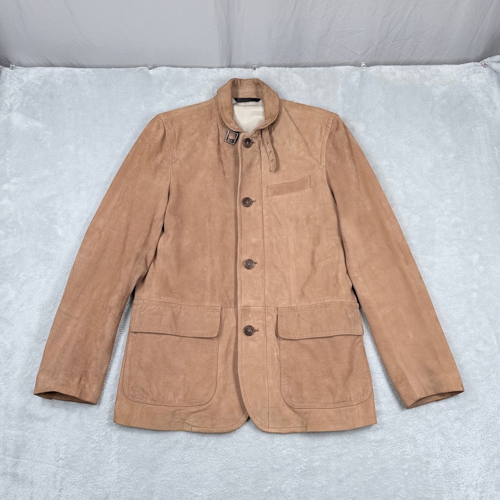 Vintage Banana Republic Suede Field Jacket Mens Small Tan Chore Coat Leather Y2K